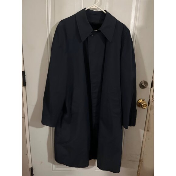 London Fog navy blue lined rain trench coat size 40 Reg - Picture 1 of 9